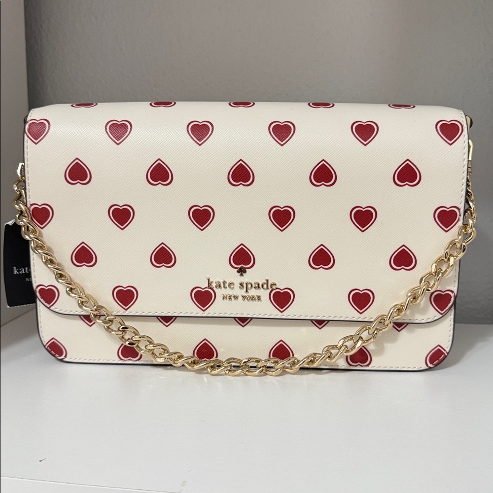 Kate Spade Cream and Red Heart Crossbody Bag - Picture 2 of 12